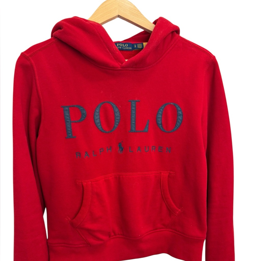 Ralph Lauren Red Crewneck Hoodie with Navy Polo Logo